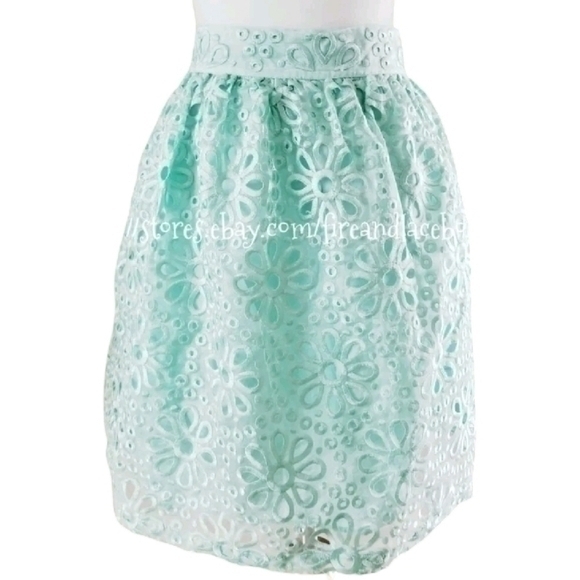ASOS MINT FLORAL EMBROIDERED SKIRT SZ L 14 - Picture 2 of 6